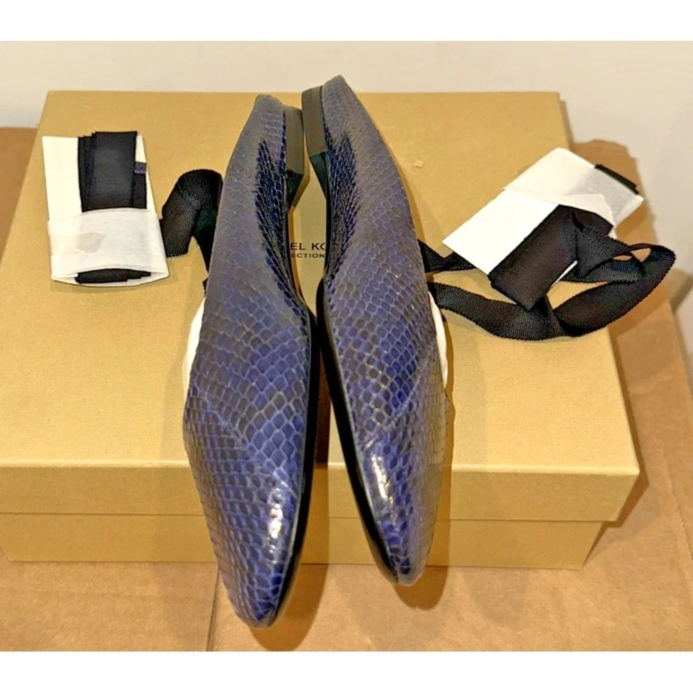 Michael Kors Collection Size IT 40/10 Maren Lace Ballet Flat Sapphire Snake Skin